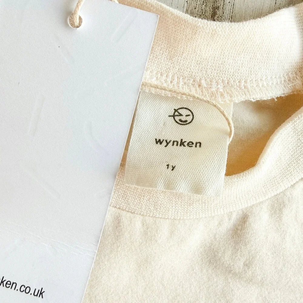 NWT Wynken Graphic Logo Tee Cream Short Sleeve Cotton Baby T-Shirt 1Y (12 mos)